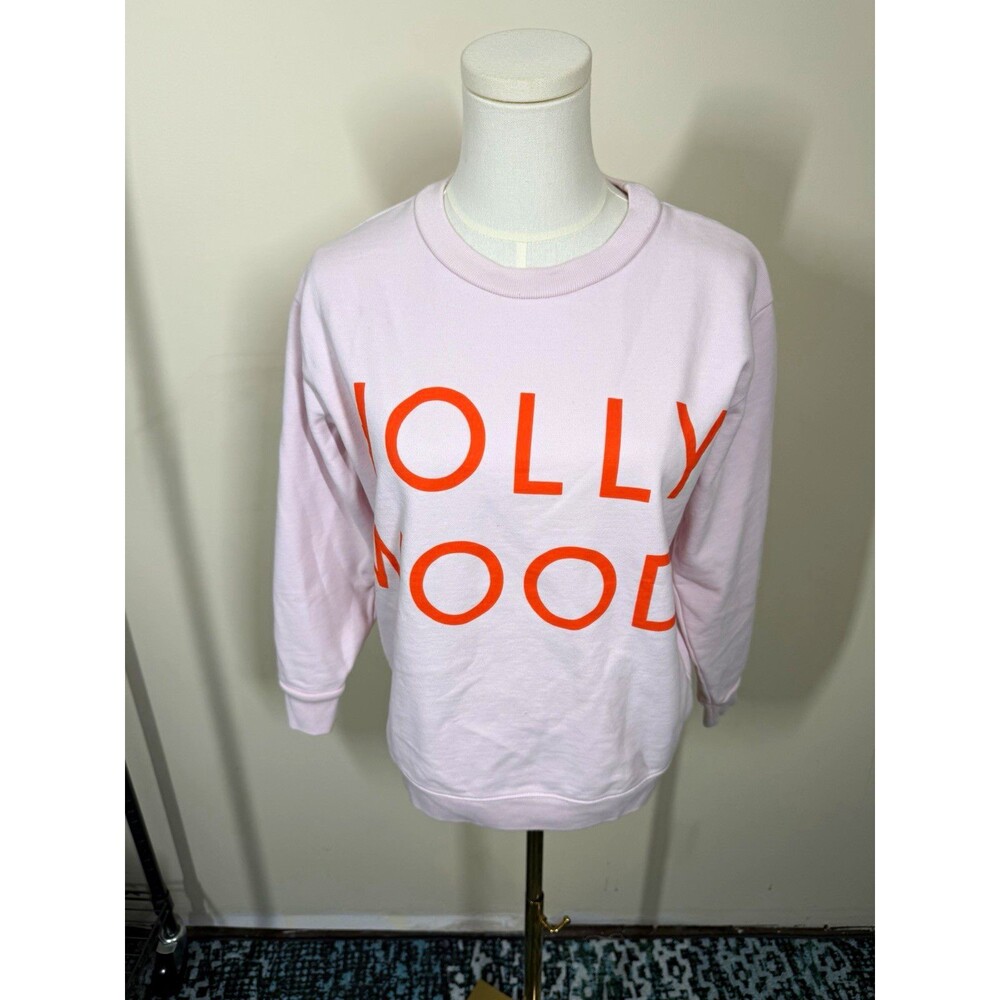 J.CREW Womens Pink Crewneck Pullover Sweatshirt Graphic Logo Cotton Size S 374